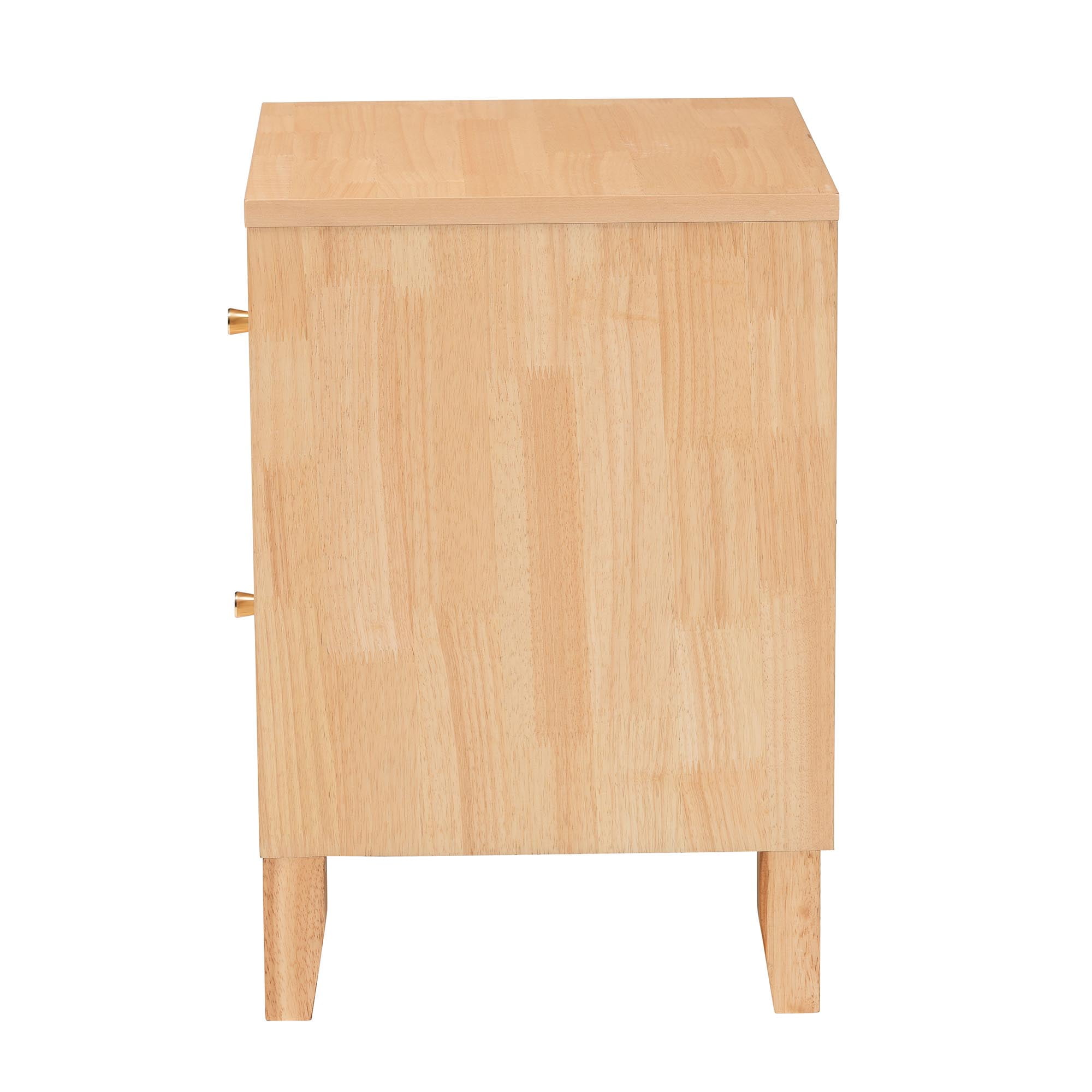 Baxton Studio Hosea Japandi Nightstand, 2-Drawer, Natural