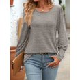 thumbnail image 4 of Camisas de Larga con Cuello Redondo para Mujer, Blusas de Otoño, Sudaderas Elegantes de Moda con Leggings Caqui L, 4 of 9