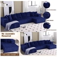 thumbnail image 4 of SEENYOO 130" U-Shaped Modular Sectional Sofa Couch 4-Seater Boneless Corduroy Sofa No Assembly Compressed for Living Room Blue, 4 of 15