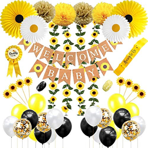 kommentar frustrerende vejledning Sunflower Baby Shower Decorations For Girl, Gender Neutral Or Boy,  Sunflower Theme Baby Shower Decorations, Sunflower Welcome Baby Banner,  Fowers Vine, Cupcake Toppers, Tissue Paper Fans, Pom Poms, Sa - Walmart.com