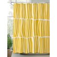 thumbnail image 2 of Yellow Striped Long Shower Curtain Set, Waterproof Shower Curtains for Bathroom, Modern Geometric Abstract Retro Washable Fabric Cloth Bath Curtain for Bathtub Decoration with Hooks 72x84 Inches, 2 of 6