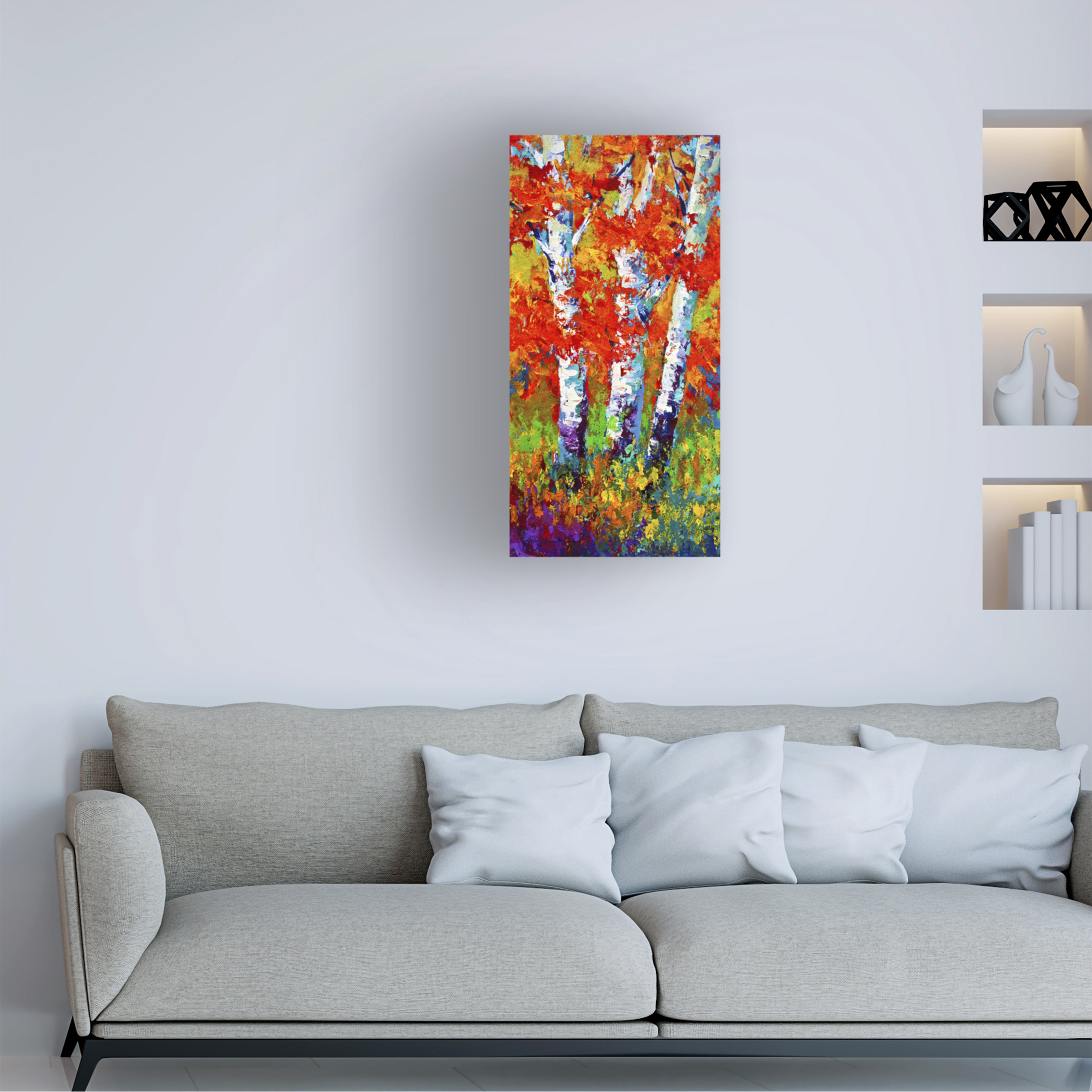 Trademark Fine Art Marion Rose Birch Three Canvas Wall Art - 24x47