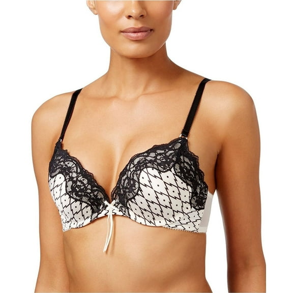 Heidi Klum White Smooth Satin & Lace Subtle Lift Contour Underwire Bra Women's 34DD