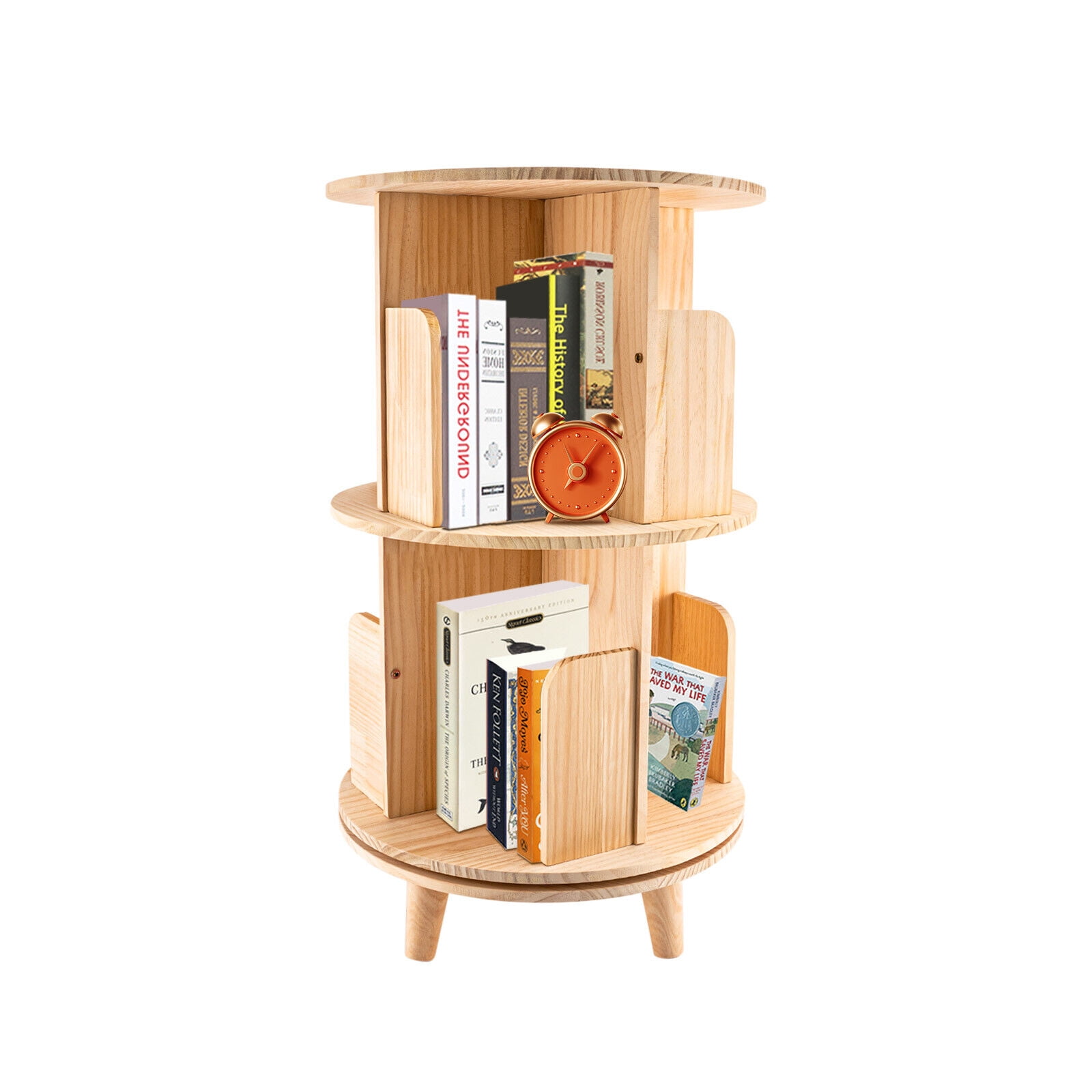 2 Layer Rotating Bookshelf Revolving Bookcase 360 Display Floor
