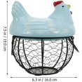 thumbnail image 2 of Metal Mesh Egg Basket Ceramic Farm Chicken Top for Food Storage Container (blue), 2 of 5