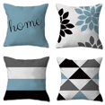 thumbnail image 1 of Juego de 4 fundas de cojín decorativas para sofá, dormitorio, sofá, silla, coche, cama y jardín, 45 x 45 cm (geometría azul), 1 of 5