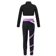 thumbnail image 2 of IEFIEL Girls Sports Suit Jogging Gym Suit Pullover Crop Top + Leggings Pants Set Hood Yoga Fitness Outfit A Lavender 12, 2 of 7