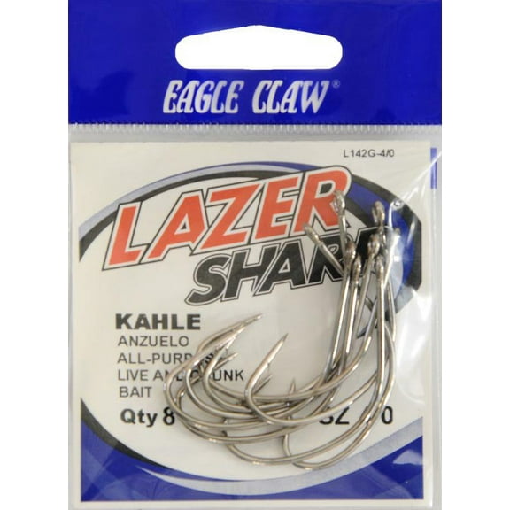 Lazer Sharp L142GH-4/0 Kahle Offset Hook, Nickel, Size 4/0, 8 Pack