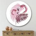 thumbnail image 2 of Designart 'Pink Flamingo In Tropical Summer I' Traditional Circle Metal Wall Art 36x36 - Disc of 36, 2 of 5
