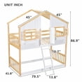 thumbnail image 2 of Sailvan Twin over Twin House Bunk Bed with Roof and Window, Low Height Safety Design Natural&White, 2 of 5