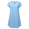 thumbnail image 2 of Jophufed Womens Summer Dresses Plus Size Short Sleeve V-Neck Casual Hot Vacation Solid Color Party Beach Mini Shirt Dress, 2 of 8