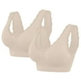 thumbnail image 2 of Lovskoo 2Pc Women's Sports Bra Lace Cami Bra Wireless Tank Top Bra Comfortable Everyday Bras For Women Leisure Beige, 2 of 9