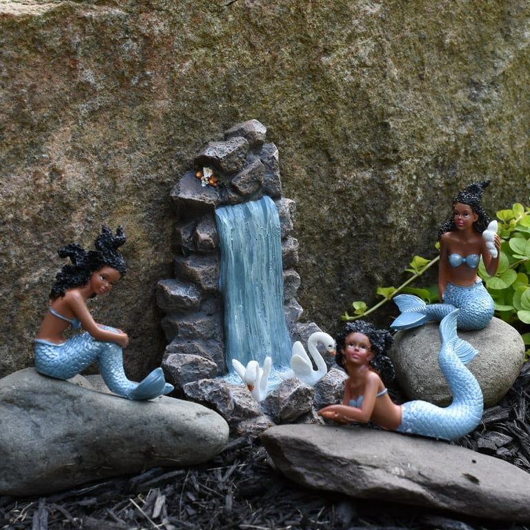 Mermaids of Color Dark Hair Fairy Girl Figurine Garden Accessory Dollhouse Decor Mermaids of Color Dark Hair Fairy Girl Figurine Garden Accessory Dollhouse Decor