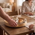thumbnail image 6 of Round Wooden Serving Tray With Handles Decorative Tray For Breakfast Coffee Snack Home Kitchen,Khaki-30X30X5Cm, 6 of 8