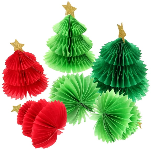 LEORX 6pcs Honeycomb Centerpieces Christmas Party Table Centerpieces Paper Decorative Hosts