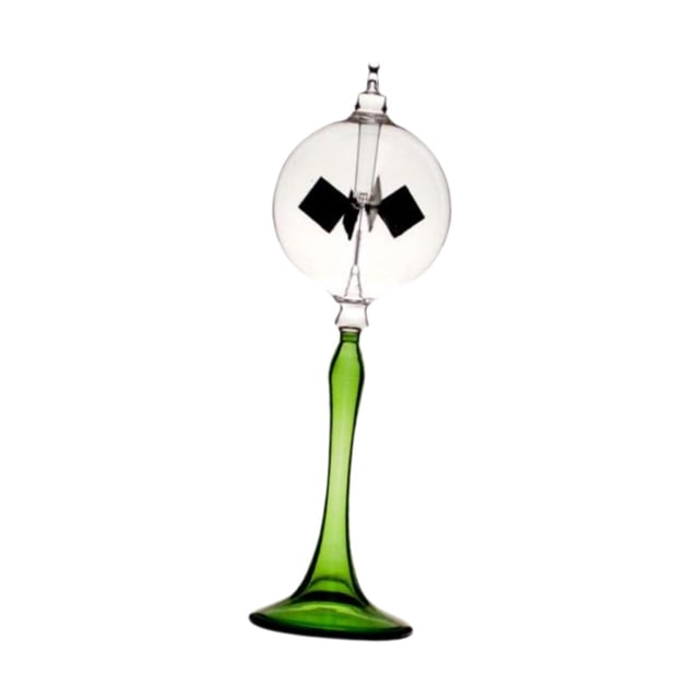 relayinert Solar Crookes Radiometer Glass Desktop Ornament for Bookshelf Blue Entrance Shelf Green 9x21 cm