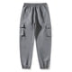 thumbnail image 5 of Pantalones largos estilo cargo para hombre, informales, holgados, con bolsillos y cordón, para ejercicio al aire libre, de poliéster., 5 of 7
