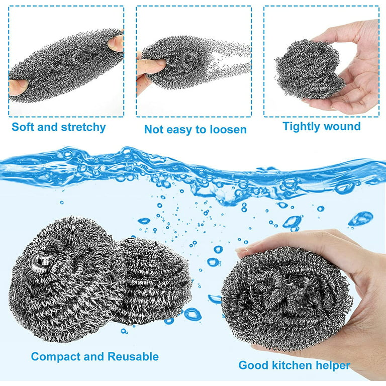 Pack of 3 Pot Scrubber Steel Metal Wire Cleaning Ball For Cookware