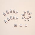 thumbnail image 3 of WIFKLSIIPG Water Drop Almond Type Tip Nail Pearl Shiny Silver Gradient Manicure Nails with Glue Inside2ml, 3 of 5
