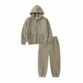 thumbnail image 4 of Jalioing Kids Sweatsuit Set 2 Piece Full Zip Hoodies and Sweatpants Set Fall Winter Tracksuit with Pocket, 4 of 9