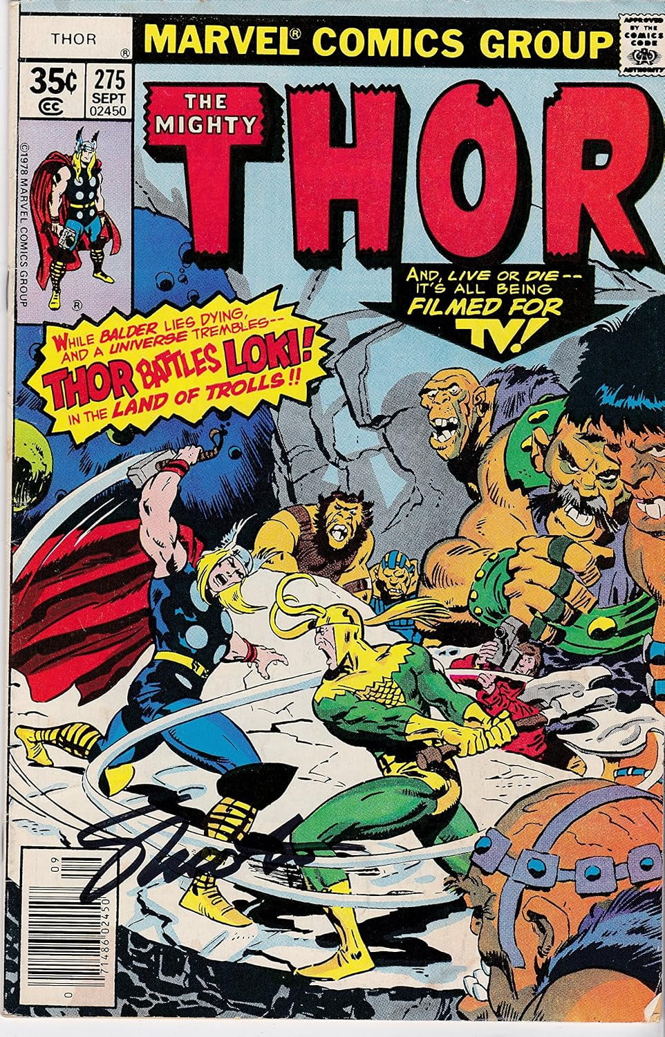 The Mighty Thor #275 FINE/VF Signed Jim Shooter and Roy Thomas