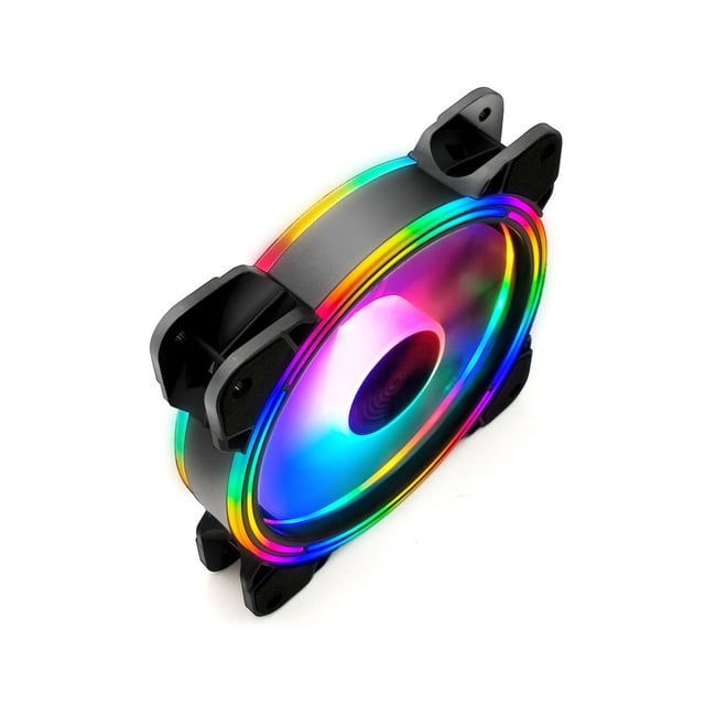 Tholdsy Ventilador con cubierta de ordenador RGB de 12V CC, 12cm, luz colorida, a prueba de golpes, ventiladores de refrigeración de 4 pines, Juegos de teclado y mouse para computadora