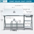 thumbnail image 5 of Deluxe Craft Station with Stool, Adjustable Drafting & Art Desk with Storage Shelves, Pencil Ledge, Wire Drawer, 45° Tilting Top, Steel Frame, Silver / White, 5 of 5