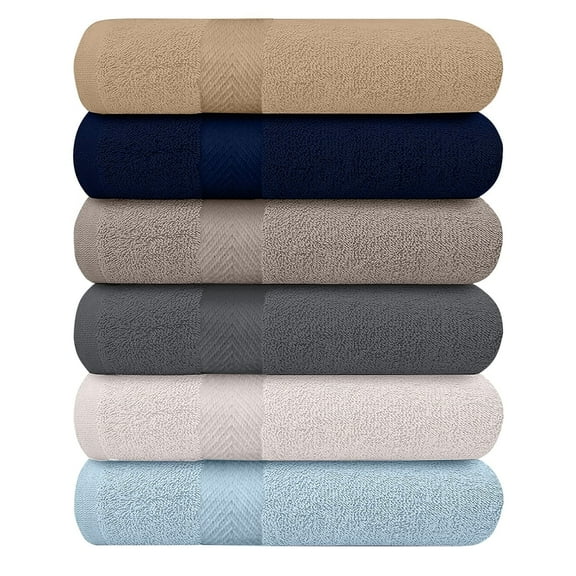 BEST TOWEL 6-Pack Bath Towels - Extra-Absorbent - 100% Cotton - 27" x 54" (Multi, 6 Pack Bath Towel)