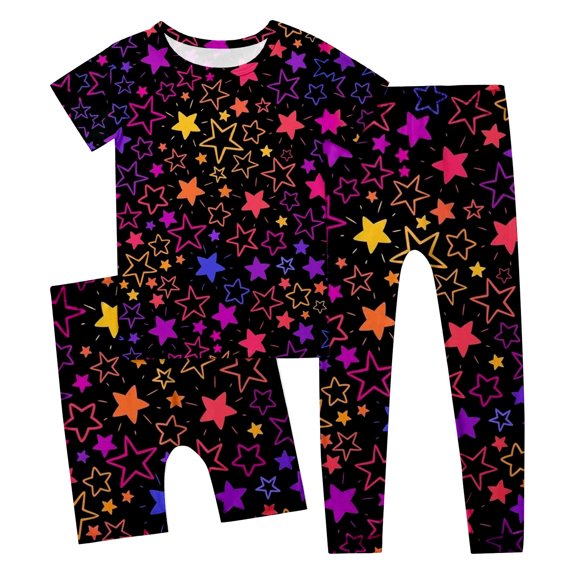 Outfits for Boys Kids Girls 3Pcs Unisex Short Shirt And Pants Sets Boys Clothes