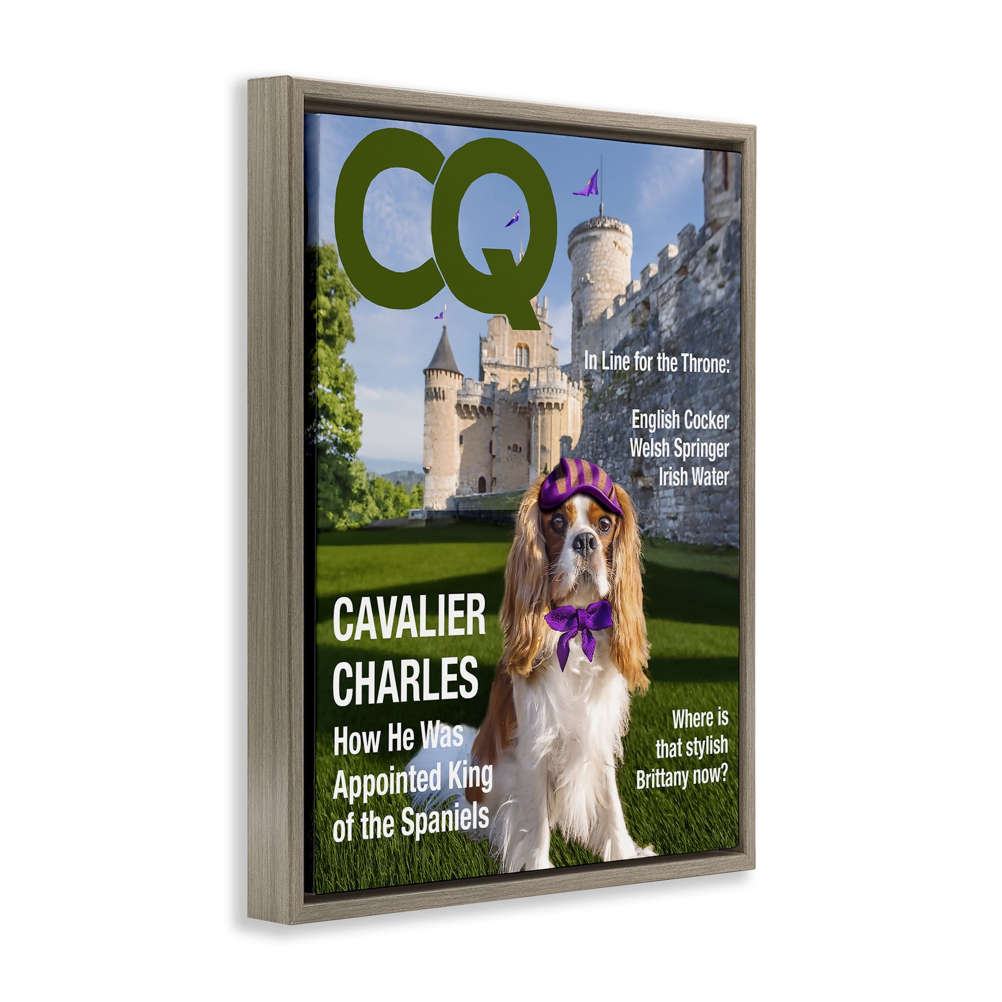 Stupell Industries Royal Cavalier Magazine Brown Framed Floater Canvas Wall Art, design by Grotto Studios