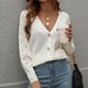 thumbnail image 5 of ICHUANYI Liquidación Mujeres Casual Sólido Tejer Botones Ahuecar Manga Larga V-Cuello Suéteres Tops ICHUANYI WER202308231882, 5 of 8