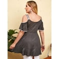 thumbnail image 3 of Talla grande hombro frío lentejuelas de lentejuelas de lentejuelas de cuello de capucha Rosegal Camisetas tallas grandes, 3 of 5