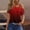 Red, variant on Womens Off The Shoulder Tops Gradient Color Short Sleeves Regular and Plus Size Dolman Metallic Tops L