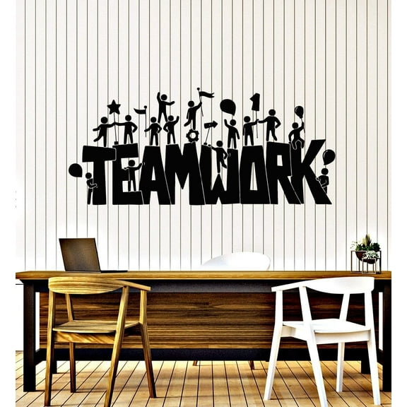 Vinyl Wall Decal Teamwork Logo Motivation Office Decor Quote Word Stickers Large Decor