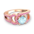 thumbnail image 3 of 2.50 Ct Round Cut Aquamarine & Pink Sapphire Gemstone Beautiful Engagement Ring for Ladies 14K Rose Gold Size 3 by Diamond-Capitals, 3 of 8