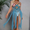 thumbnail image 2 of Kilaqueen Bathing Suit Cover Up for Women Fashion Print Crochet Tassel Sleeveless Tunic Tops Beach Vacation Summer Pool Swimwear Coverup, 2 of 6
