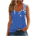 thumbnail image 2 of ALLLIST Womens Tops Blue Graphic Sleeveless V-Neck Tank Tops Camisole S, 2 of 4