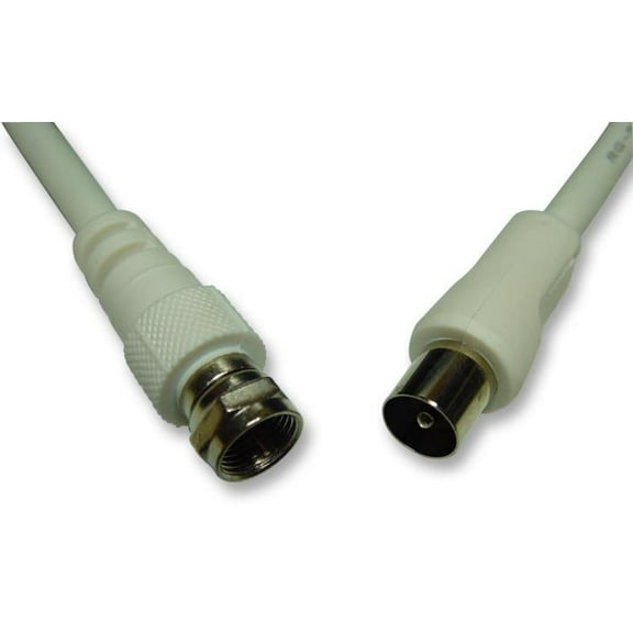 PRO SIGNAL - F Plug to Coax Plug Satellite Lead, RG59 75 Ohm 1m White