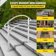 thumbnail image 2 of VEVOR Handrail Stair Railing 3-Step Handrail Fits 1 or 3 Steps Matte White Stair Rail Wrought Iron Handrail with Installation Kit Hand Rails for Outdoor Steps, 2 of 9