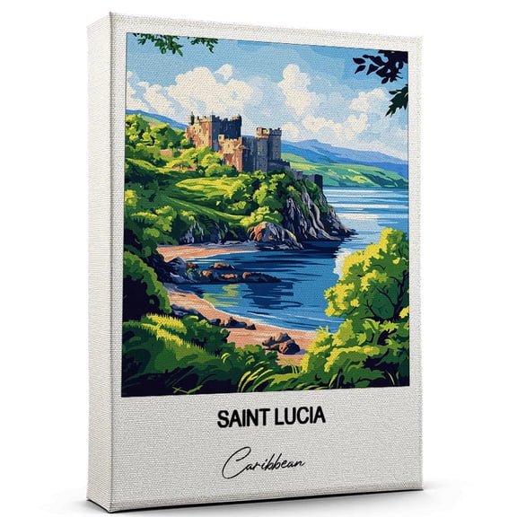 Saint Lucia Travel Canvas Wall Art – Beautiful Travel Decor for Bedroom, Office Caribbean Canvas Print – Serene and Scenic Wall Decor Gift for Travel Lovers