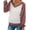 Pink, variant on Women Color Stitching V Neck Long Sleeve Waffle Knitted Top