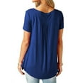 thumbnail image 4 of GORHGORH Women Summer Tee Shirt Solid Color Short Sleeve Button Blouse Tunic T-Shirt Top, 4 of 4