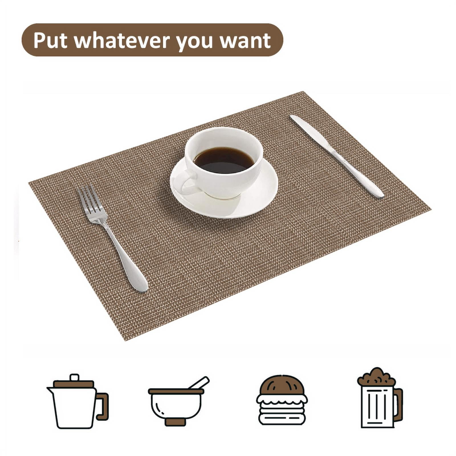 Howarmer Placemats, Washable Woven Vinyl Placemats, HeatResistant