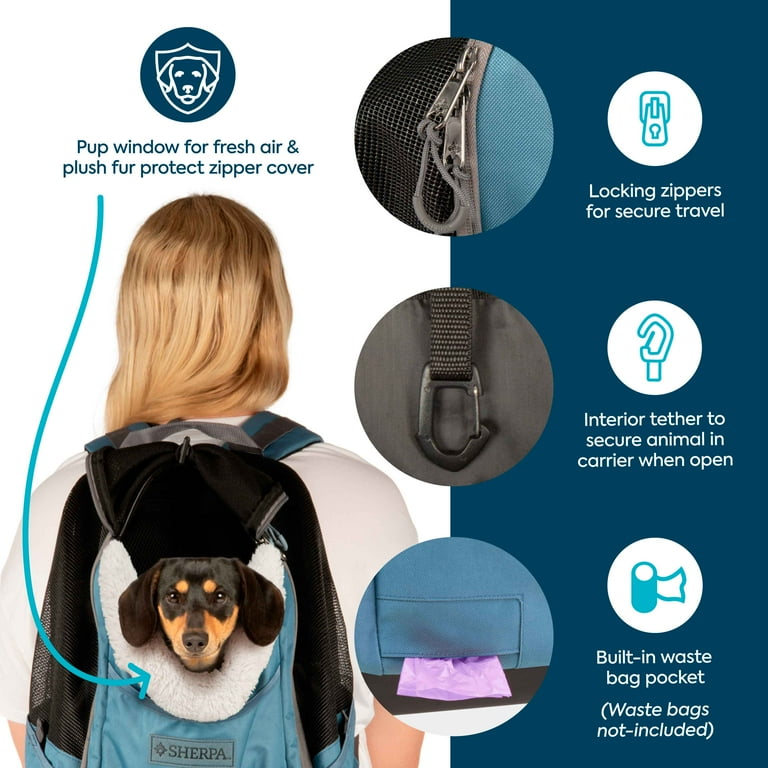 Sherpa Elevation Pet Backpack for Cats & Dogs - Blue, Medium