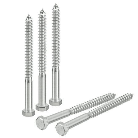 

Uxcell Hex Head Lag Screws Bolts 3/8 x 5 304 Stainless Steel Partial Thread Wood Screws 15 Pack