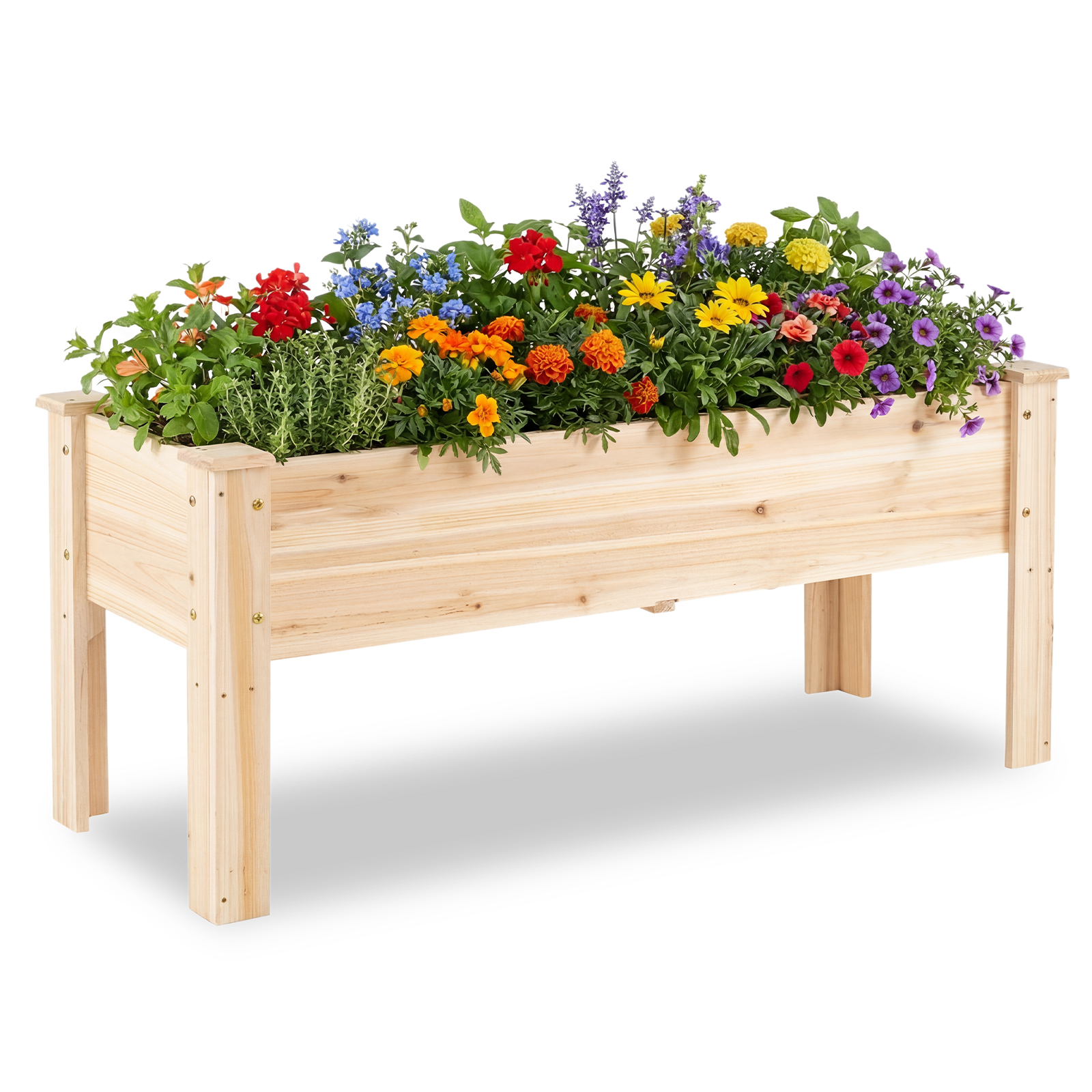 Costway Raised Garden Bed 47x18x20in Wooden Planter photo 1