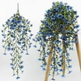 thumbnail image 5 of Outdoor Spring Hanging Artificial Flowers with Eucalyptus & Violet Stems for Garden Patio Décor, Porch Wedding Backdrop, Natural Floral Arrangements, Artificial Hanging Flowers for Outdoor Blue, 5 of 9
