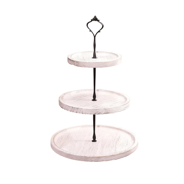 Home and Kitchen Christmas Wooden Dessert Display Stand 3 Tier Cake Cupcake Stand Decorative Trays Rural Table Dessert Rack For Party Tea Break Kitchen Accessories Kitchen Organization Kitchen Decor