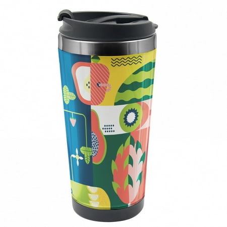 

Fruit Travel Mug Abstract Modern Food Steel Thermal Cup 16 oz by Ambesonne