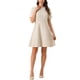 thumbnail image 1 of Vestido skater elegante de tweed con cuello redondo y mangas cortas para mujer XL amarillo, 1 of 6